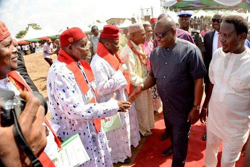 Traditional Rulers of Ogba /Egbema / Ndoni Local Government Area welcome Governor Nyesom Ezenwo Wike to the flag off of the construction of the General Hospital in Omoku on Friday. Wike said that Police through the State Commander of SARS, Akin Fakorede has distributed SARS personnel to APC candidates for the rerun elections.
