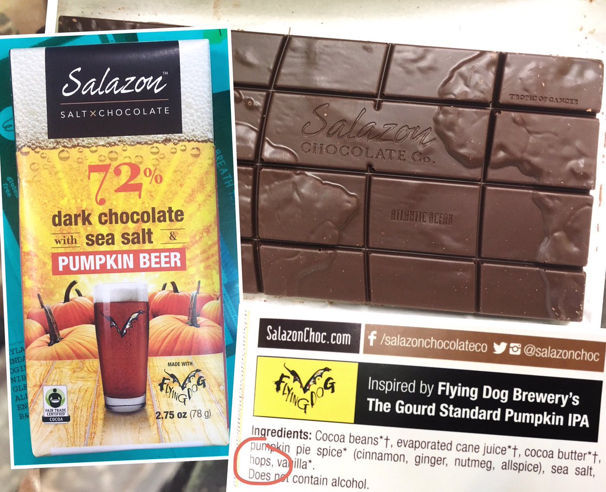rhubarbsmarket's tweet photo. Get hopped up on chocolate! Sample some Salazon Pumpkin Beer Sea Salt Dark Chocolate. No ID required. π#tastefall #pumpkinbeer #tasteholiday https://t.co/fuL8ziZ1tJ