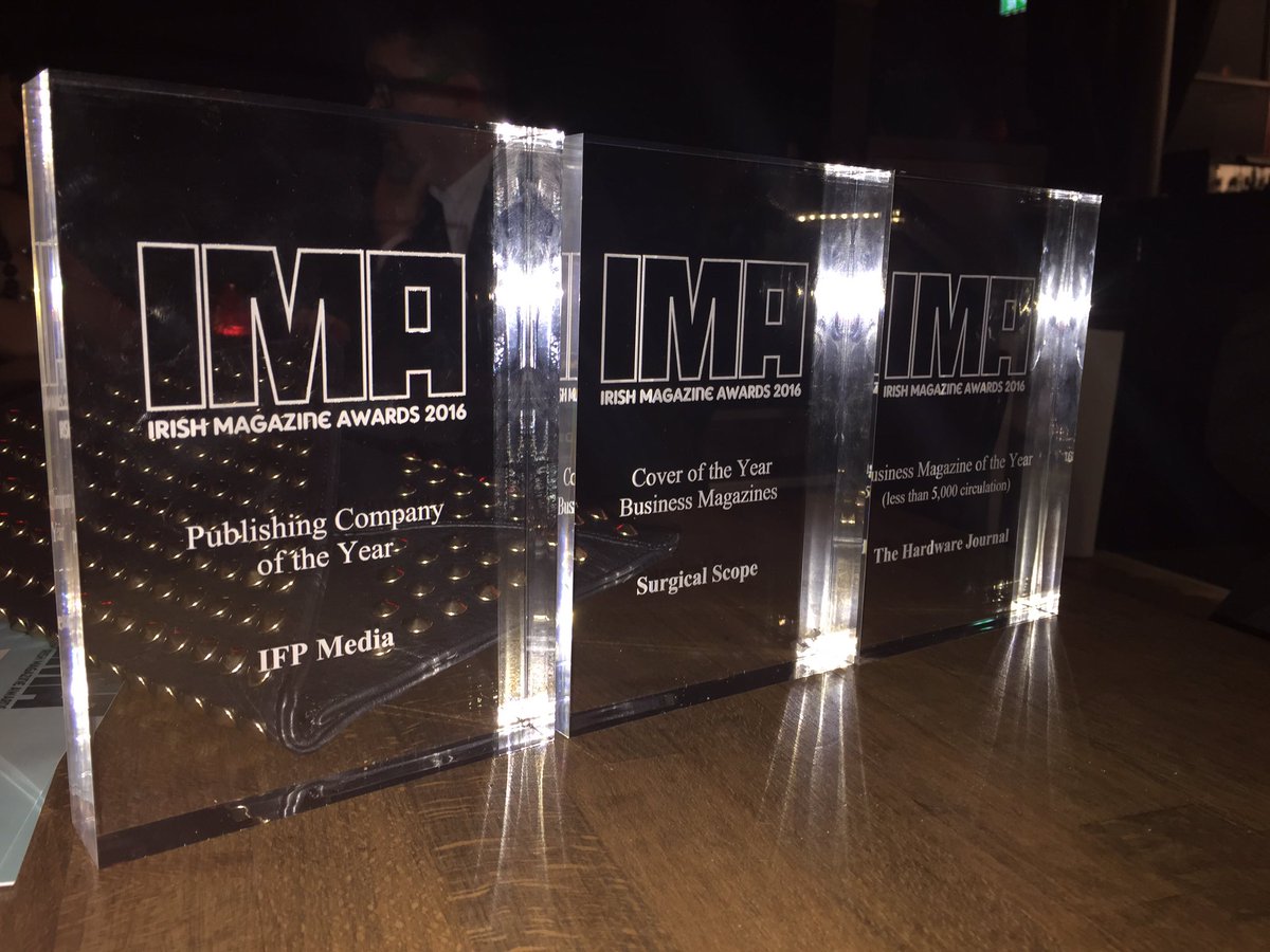 RebeccaMarkey's tweet photo. We won three awards at the @MagsIRL #IMA2016, including Publishing Company of the Year. Absolutely delighted!!#Publishing #TeamAward https://t.co/l5nsPe3UnT