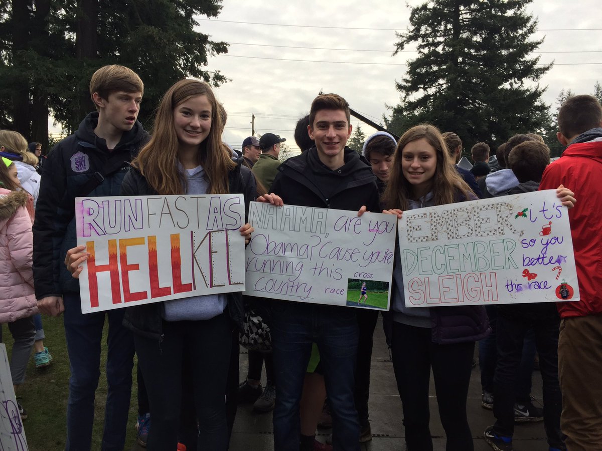 milesplit's tweet photo. "Ember, it's December so you better sleigh this race" - Ember Stratton &amp; Sunset cheering section https://t.co/nNVxNvLKR9