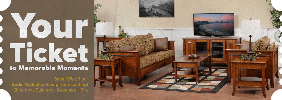 DutchCrafters's tweet photo. Our #BerlinCollection #seating is your front-row ticket for watching #memories being made. Now 10% off until 12/17. https://t.co/yZqRtgd4Fx https://t.co/WfFlC1Lrj8