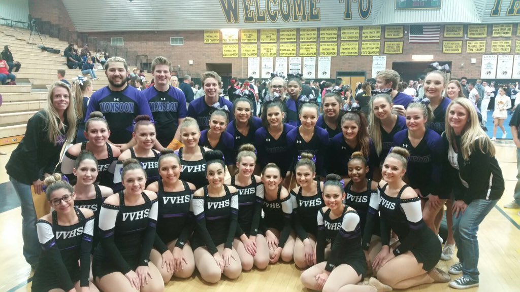 VVHSPomLine's tweet photo. Your Valley Vista Spiritline has qualified for state. Pom, Cheer and Partner Stunt are headed to state on January 14!💜💪🏼⛈ https://t.co/acGEJLNp4v