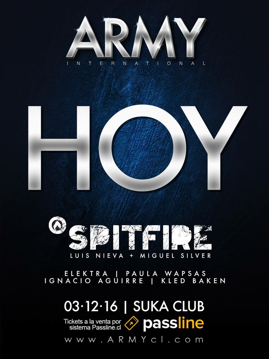 ARMY_cl's tweet photo. HOY se viene el fiestón @ARMY_cl en @SukaMonticello junto a los djs #SPITFIRE 💥💥💥

Preventas en https://t.co/W4xSw8AaP9

#ARMYvol5 https://t.co/LVyL7A2Zbk
