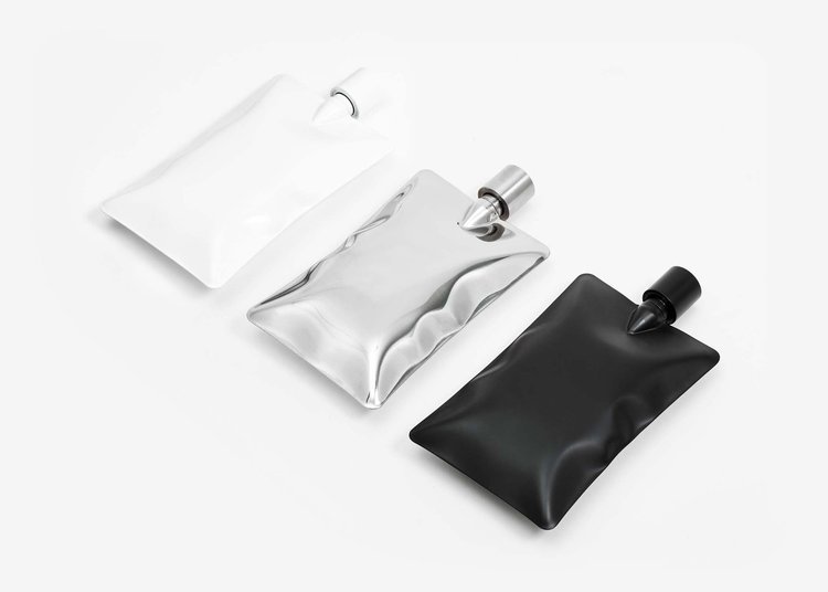 Liquid Body Flask – designed by experimental studio @theprincipals for <a href="/Areaware/">AREAWARE</a>, the flask's unique shape is created through hydroforming.
