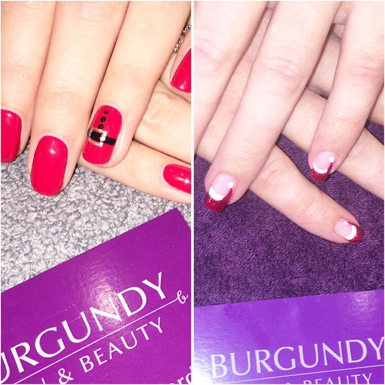 BurgundyBeauty_'s tweet photo. some of our #xmasnails from Zanda &amp; Michelle 💅💜l🎄 #christmasnails #santahat #santasuit #nailsoftheday #gelish #geleration #biosculpture https://t.co/rRfnfxR7Zc