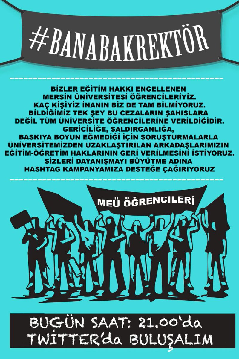 MersinBak's tweet photo. Eğitim haktır, engellenmez #BanaBakRektör @BarisAkademik @ozgurmumcu https://t.co/RgkU4kInAb