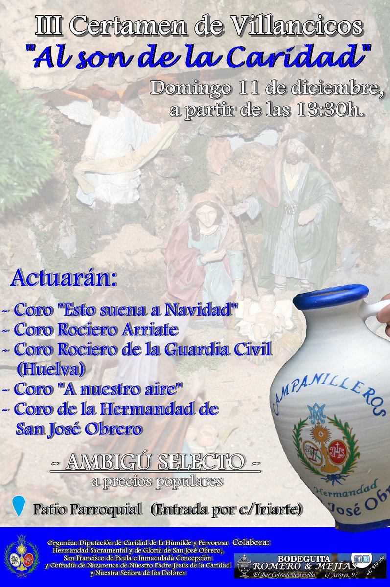 jovensjo's tweet photo. El próximo domingo 11 a las 13:30h III Certamen de Villancicos "Al son de la Caridad" organizado por la Diputación de Caridad https://t.co/DshYcq5waq