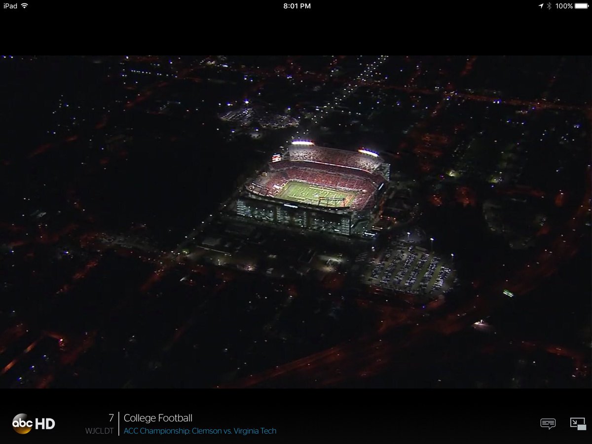 AerialPilot's tweet photo. Over @CWStadium #Orlando for  #Clemson v #VATechHokies #ACCChampionship #CLEMvsVT #WingedVision https://t.co/YKHSB8qPj1