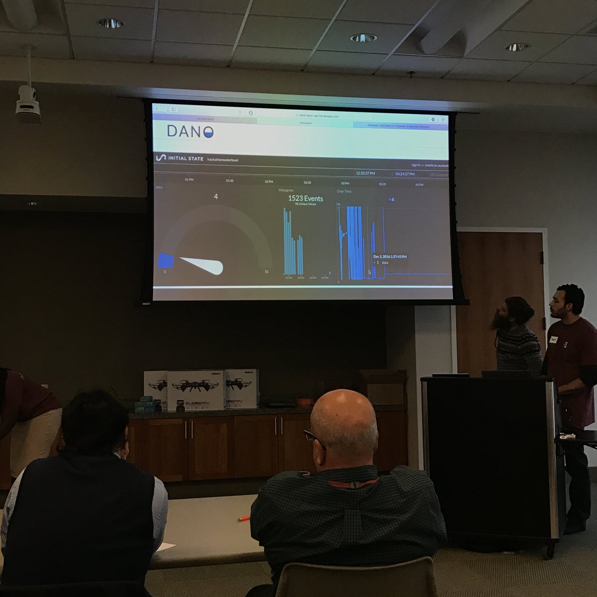 BretFisher's tweet photo. DANO, solution to provide real time flood data, using low power mesh networks, around the city #hackdataHR #OpenData https://t.co/AVDat7lj2p