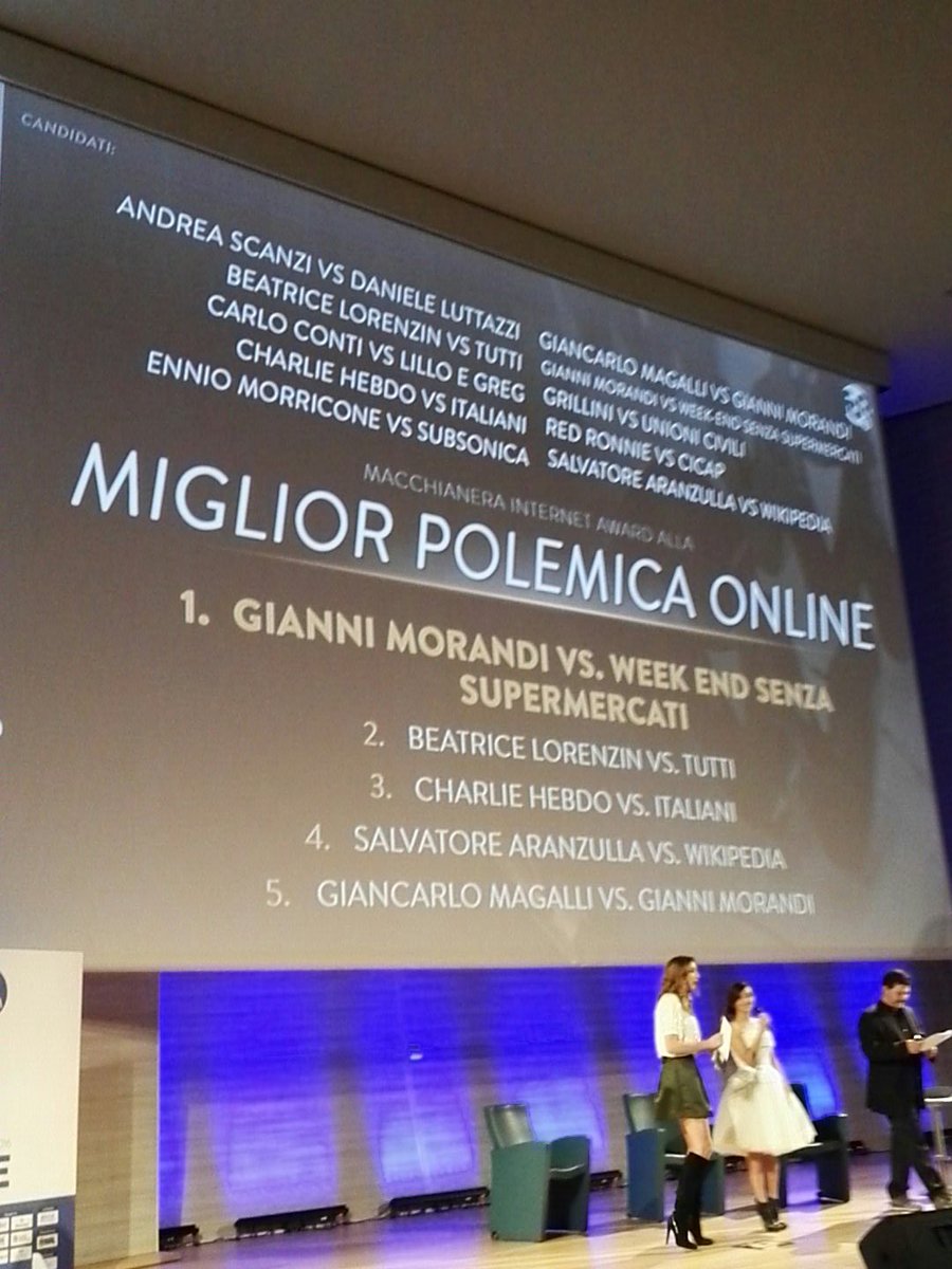 festadellarete's tweet photo. Per la categoria Miglior Polemica online trionfa Gianni Morandi vs week-end senza supermercati con 13.946 voti #rdf17 #mia16 https://t.co/wNL5jlz052