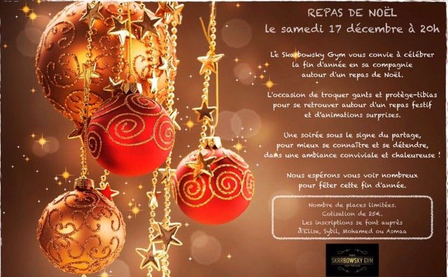 Inscrivez-vous pour le repas de Noël! Venez nombreux! #SkarbowskyGymParis