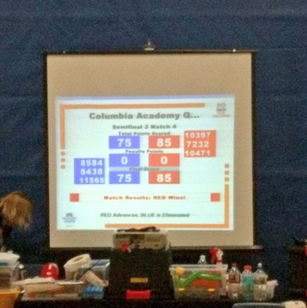 FTC7232's tweet photo. After four long matches, we are moving on to the finals!! #omgrobots 🎉🎉 https://t.co/ZPKzgsdD6y