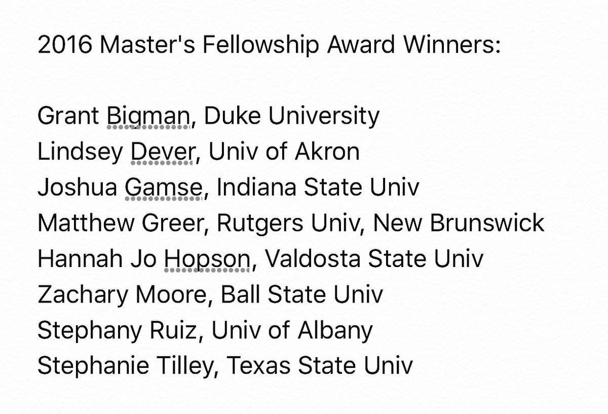 orderofomega's tweet photo. Congratulations to the 2016 Master's Fellowship Award Winners! https://t.co/Llm1sfW3EU