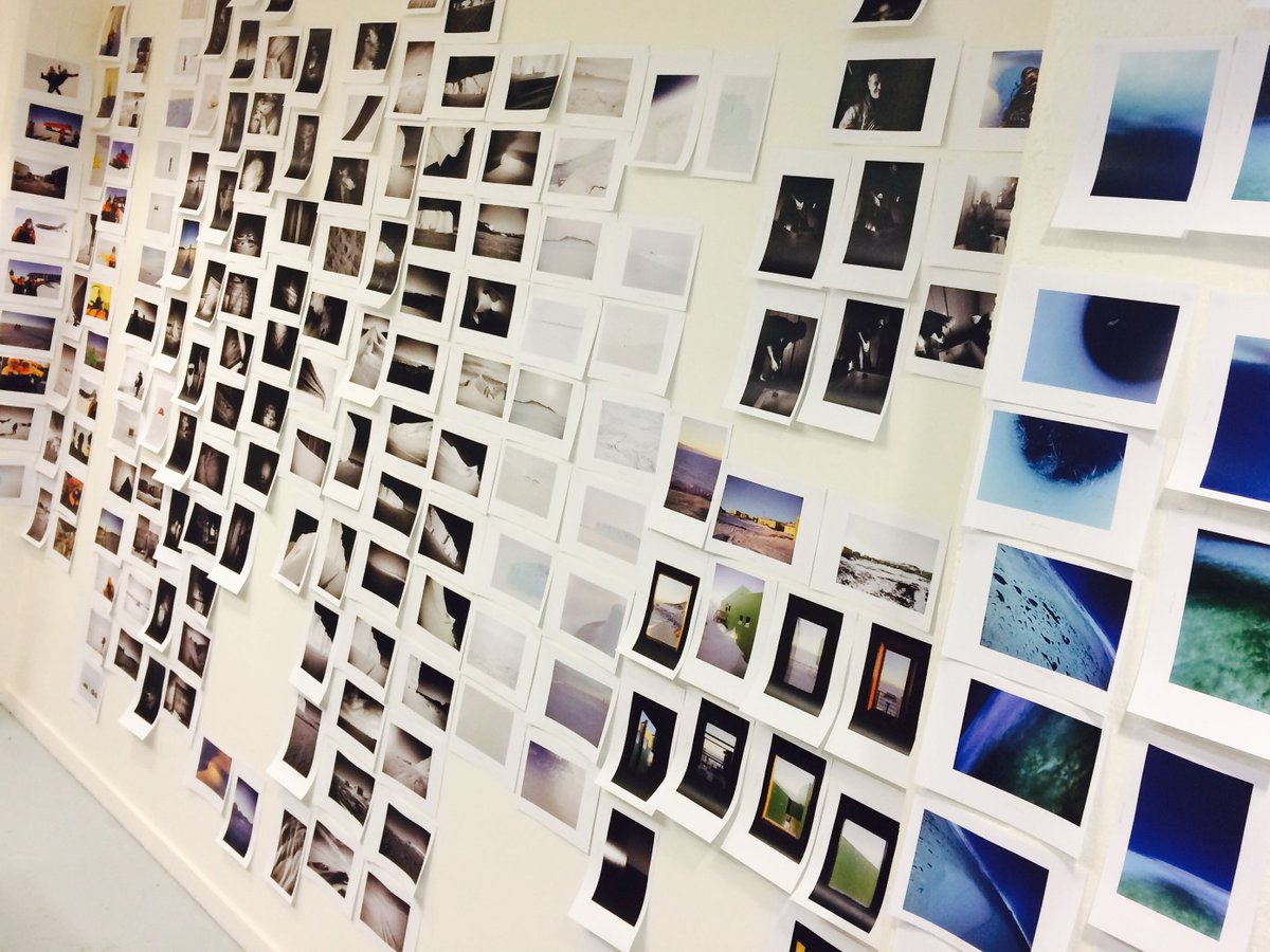 jason_ohara's tweet photo. #Antarctica project: editing begins - the wall of my MDes office slowly disappears beneath a 1st cut @AntarcticaNZ https://t.co/op0xgmP1Mn https://t.co/RbejHAhBHs