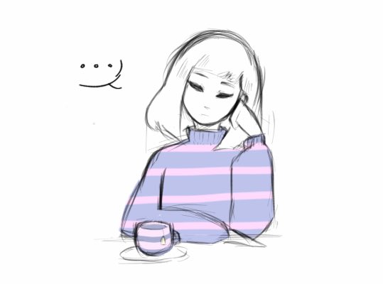 Frisk sits at the table, eyes beginning to shut as the human nearly falls asleep.

#OpenRP