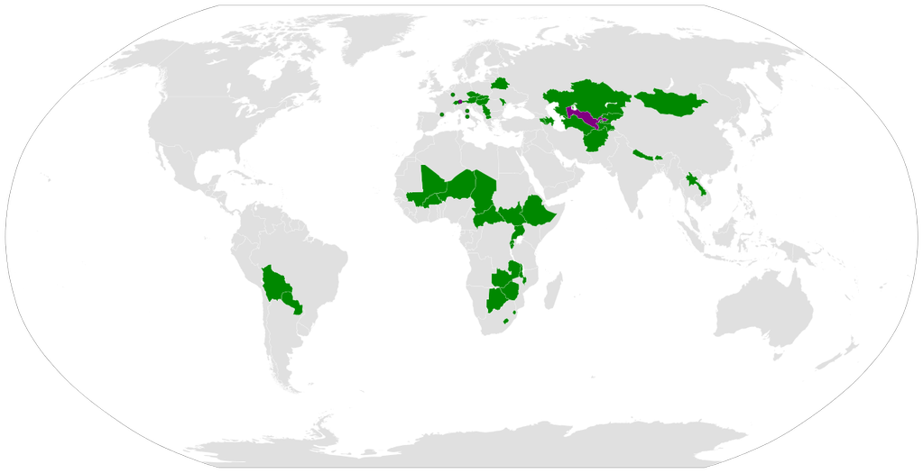 weird_sci's tweet photo. Map of all landlocked countries. Only Uzbekistan and Liechtenstein are double landlocked. https://t.co/SeEigJPbpY