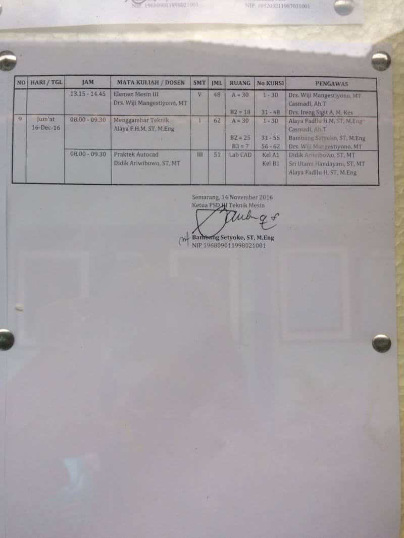 Hai warga mesinn🙌
Berikut adalah Jadwal Ujian Akhir smt Ganjil 2016/2017
Semoga sukses dan mendapatkan yang terbaik 🙏🏻🙏