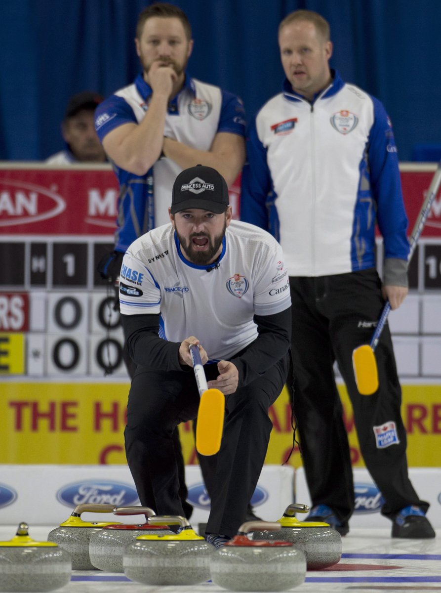 TSNCurling's tweet photo. TITLE MATCH: @TeamGushue and @TeamRCarruthers play for the Canada Cup Sunday at 7:30pm ET on TSN2. Winner gets a spot to the Olympic Trials. https://t.co/5XNDq5lNGt