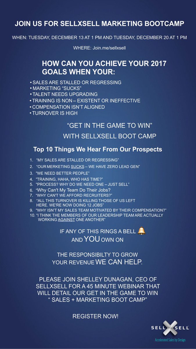 Check out the SELLXSELL MARKETING BOOT CAMP! Register here: sellxsell.com/bootcamp  #startup #inboundmarketing #marketing #smallbiz #bizdev