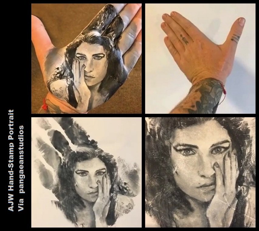 amysarmynow's tweet photo. Hand-Stamp Portrait of #AmyWinehouse ... By #RussellPowell via @pangaeanstudios ... Might be the coolest thing we've ever seen ... https://t.co/MnlWcmAlt8