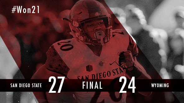 GoAztecs's tweet image. #Won21 ... #AztecFB defeats Wyoming 27-24 for second consecutive Mountain West Championship!!