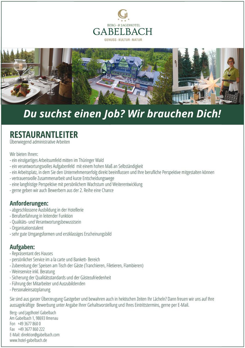gabelbach's tweet image. Wir suchen Sie als Restaurantleiter (m/w) 
Bewerben Sie sich jetzt.