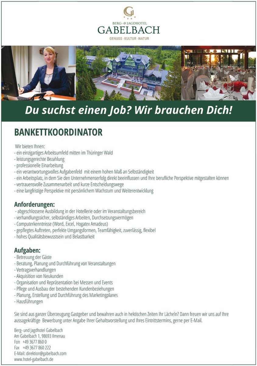 gabelbach's tweet image. Wir suchen Sie als Bankettkoordinator (m/w)
Bewerben Sie sich jetzt.