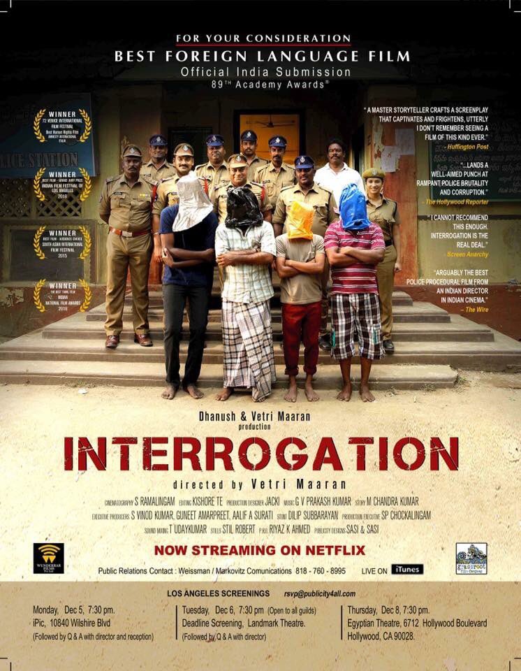 dhanushkraja's tweet photo. Wunderbar films #visaaranai (interrogation) is now on Netflix. https://t.co/NlmzlsSte0