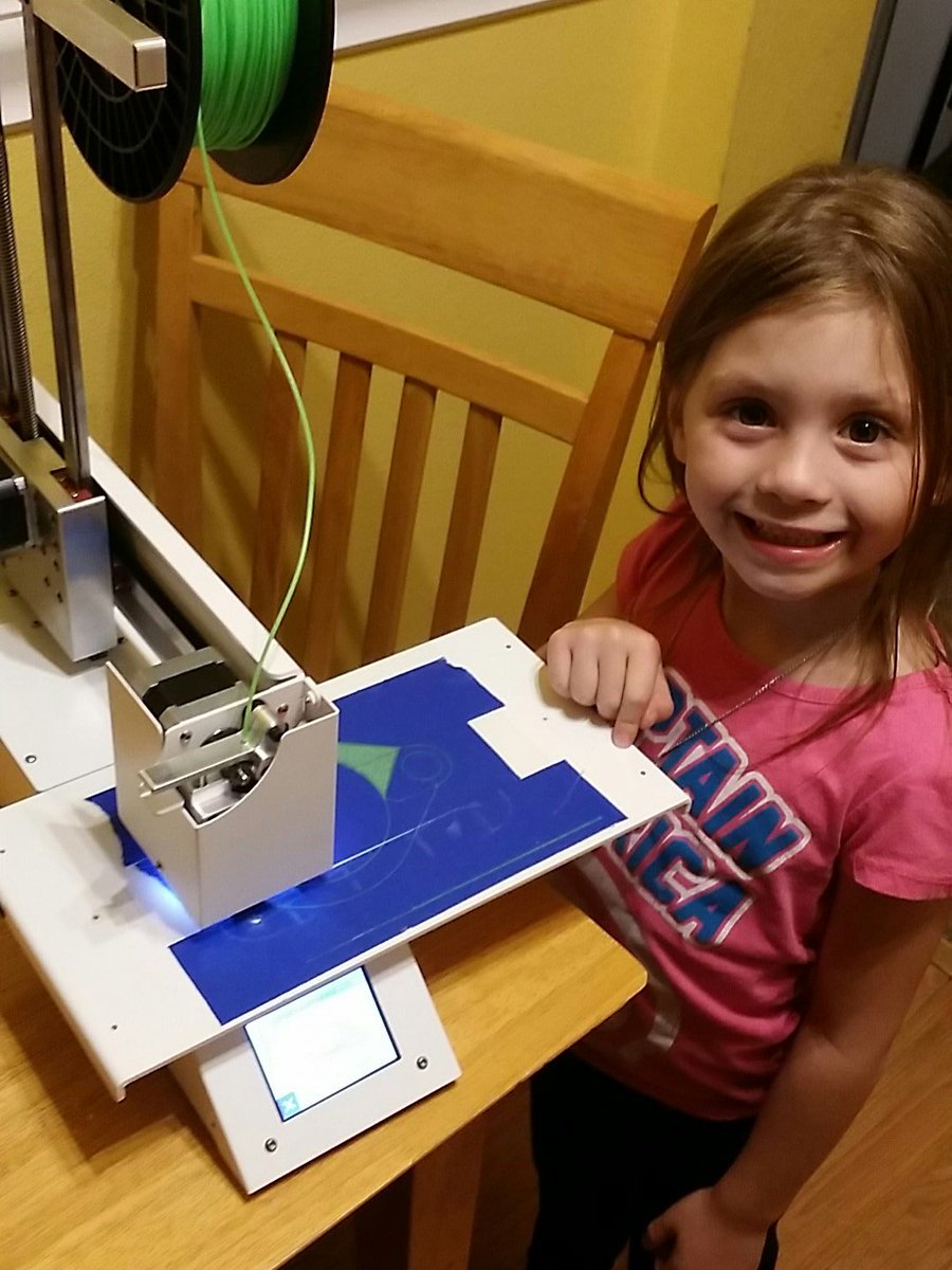 AGalgiani's tweet photo. My 5 yr old daughter just started her first print! #Printrbot  V.2, It's just that easy!! :)

#Make #MakerSpace https://t.co/jj8a02dMAD