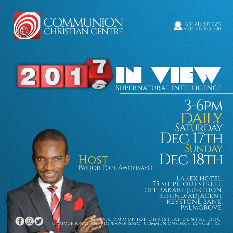 communionglobal's tweet image. Welcome to Church! Ministering Live @topeawofisayo 
Topic: Counting The Cost. Luke 14:25-33, Gen 11:1-9. #ChurchService #2017inView