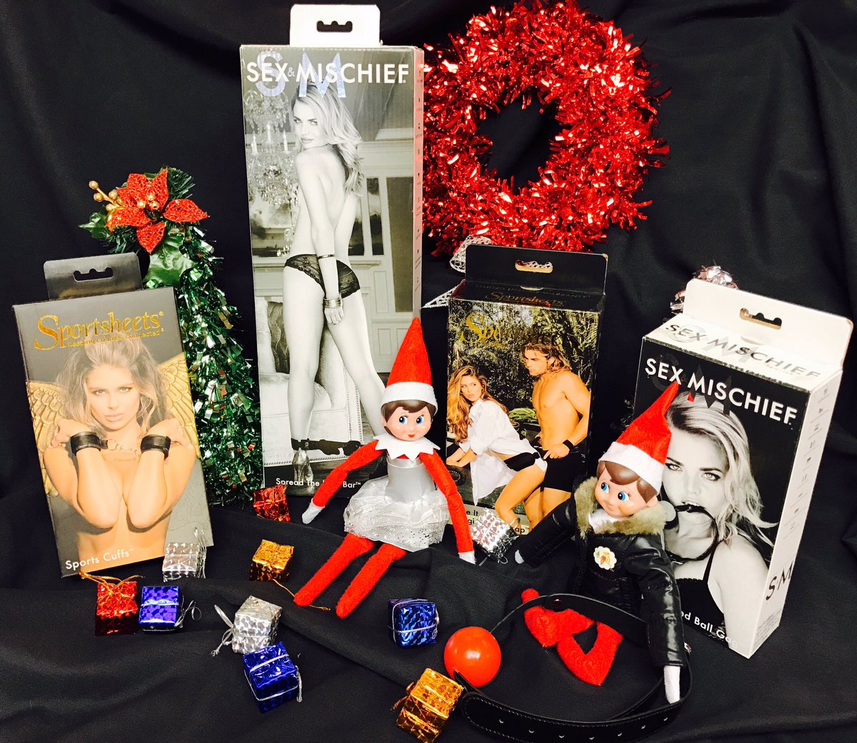 Dusty &amp; Lusty decided their safe word is "Sportsheets" <a href="/SportsheetsIntl/">SportsheetsIntl</a> #12dayofxmas #naughtyisbetterthannice #spreaderbar #cuffs&amp;stuff