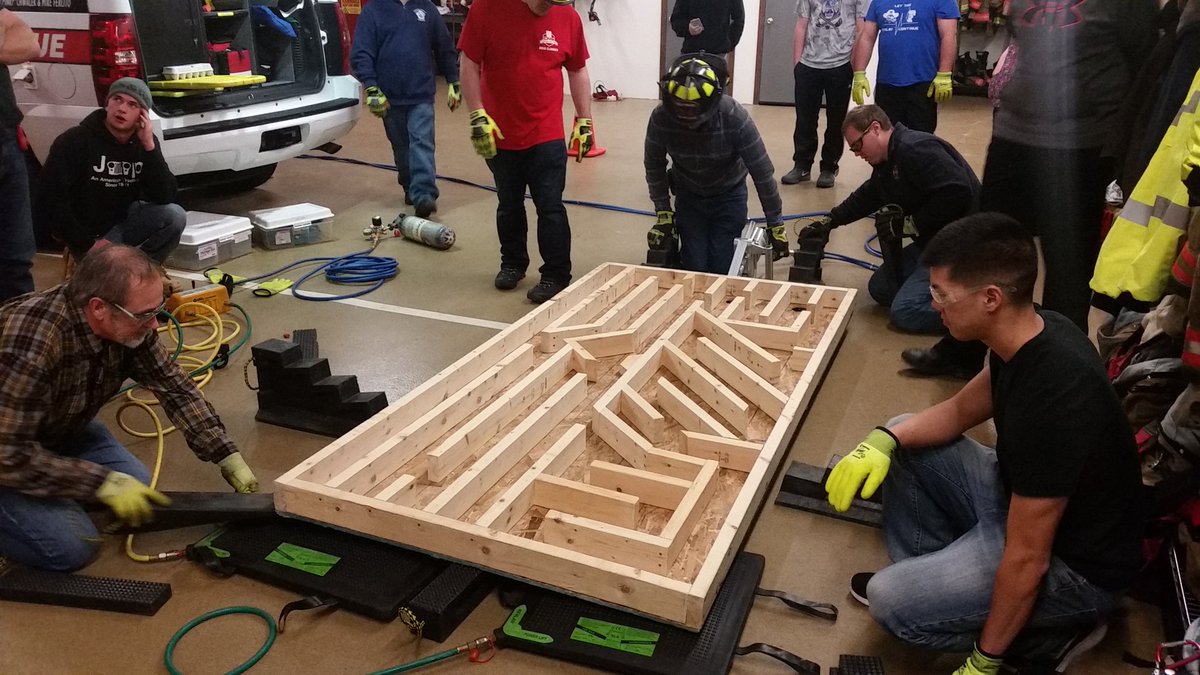 OTownFire's tweet photo. At our latest drill our members played a few games to practice their extrication skills.  A little finesse goes a long way! https://t.co/uTsLZ06xx1
