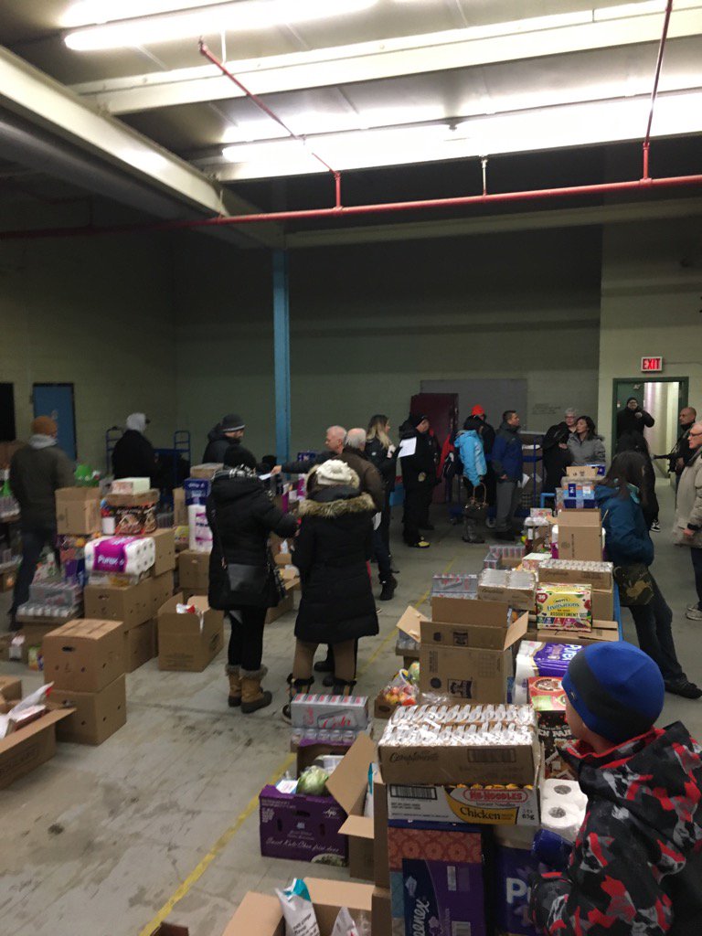 Assembling for the Kiwanis hamper delivery