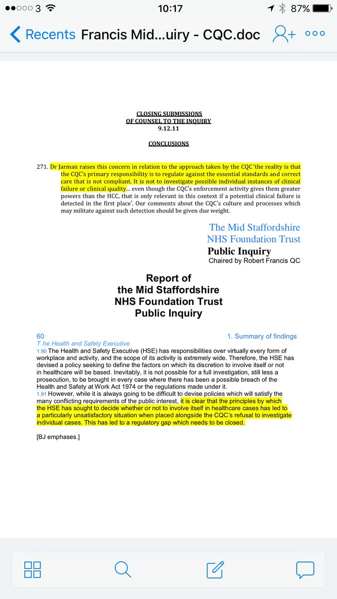 Jarmann's tweet photo. Francis: "a regulatory gap which needs to be closed" It hasn't been @NHSwhistleblowr @alexander_minh @NHSImprovement https://t.co/T9QtEmxA7M