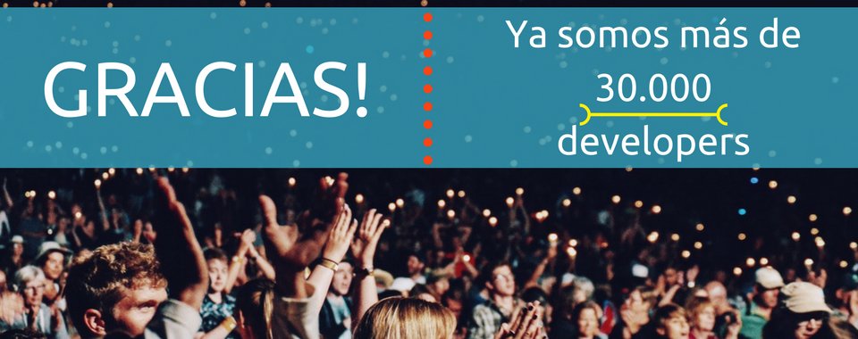Sí señor, lo conseguimos!! Ya somos más de 30k #developers en la Comunidad 🎉🎉 30k millones de gracias a todos! phonegapspain.com/30-000-usuario…
