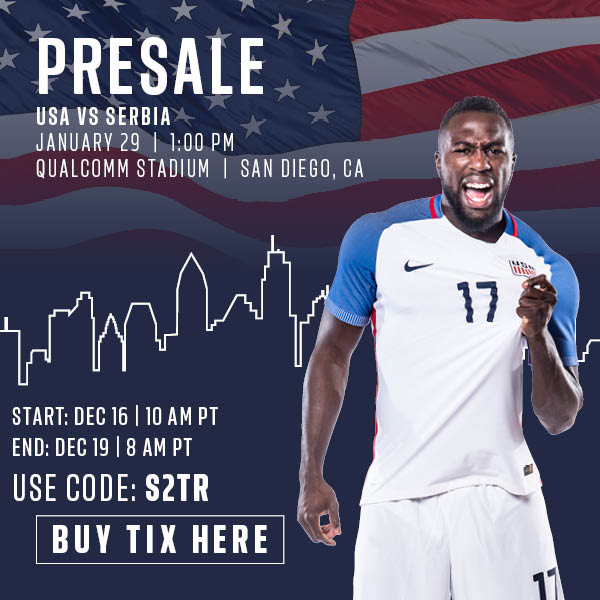 U.S. Soccer MNT on Twitter "Presale for USAvSRB on Jan. 29 in San