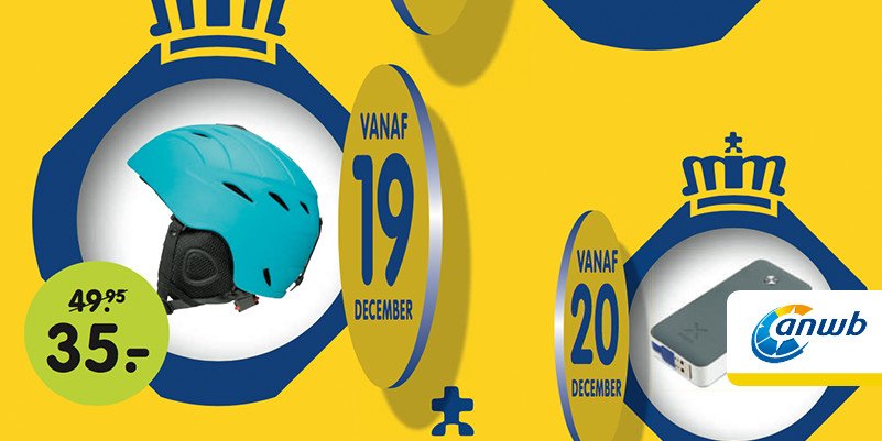 Vanaf maandag 19 december: Skihelm. Extra veilig skiën of snowboarden. Diverse kleuren en maten. webwinkel.anwb.nl/webwinkel/?utm…