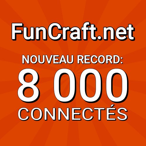 Ascentia_Fr's tweet photo. On vient de battre le record de FunCraft v1 :
💥🎉 8000 joueurs connectés sur https://t.co/ylOvS9CzPc ce soir ! 🎉💥

Merci ❤🍾 https://t.co/4qqW4kJt3y