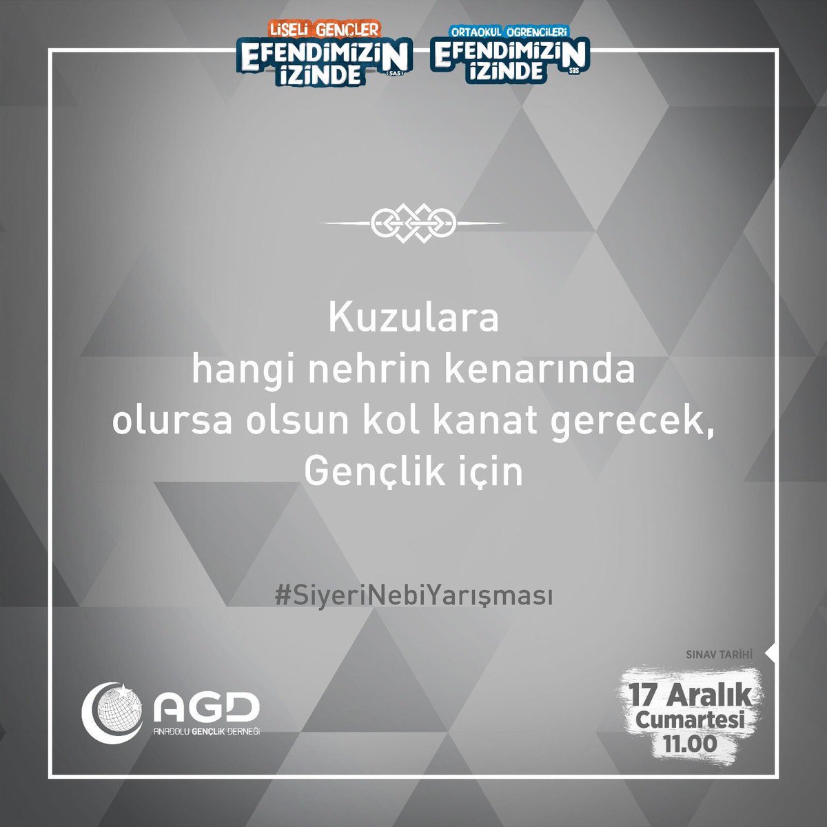 Kuzulara hangi nehrin kenarında olursa olsun kol kanat gerecek, GENÇLİK için
#SiyeriNebiYarışması