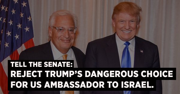 rabbiphil's tweet photo. Tell your Senators: Reject Trump's dangerous choice for US ambassador to Israel https://t.co/vFN48F3mUu https://t.co/h2JsqM1wBM
