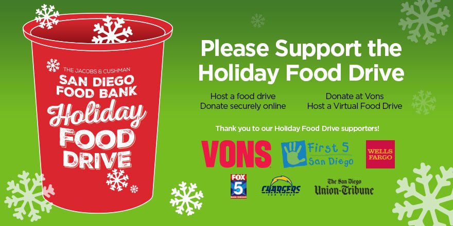 NorthCountyFB's tweet photo. It's the final weekend of our Holiday Food Drive with @Vons! Please visit your local @Vons and donate a $7 pre-filled #HungerBag! https://t.co/MlRcXcEwrQ