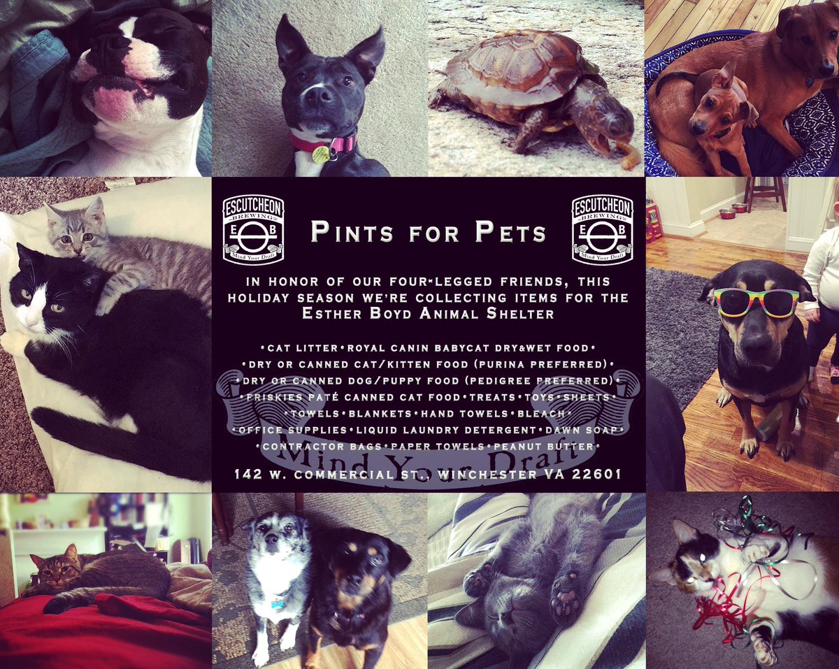 EscutcheonBrew's tweet photo. #pintsforpaws benefiting the #EstherBoydanimalshelter is still running! #merrypawsmas #mindyourdraft https://t.co/1Uluvn3HCf