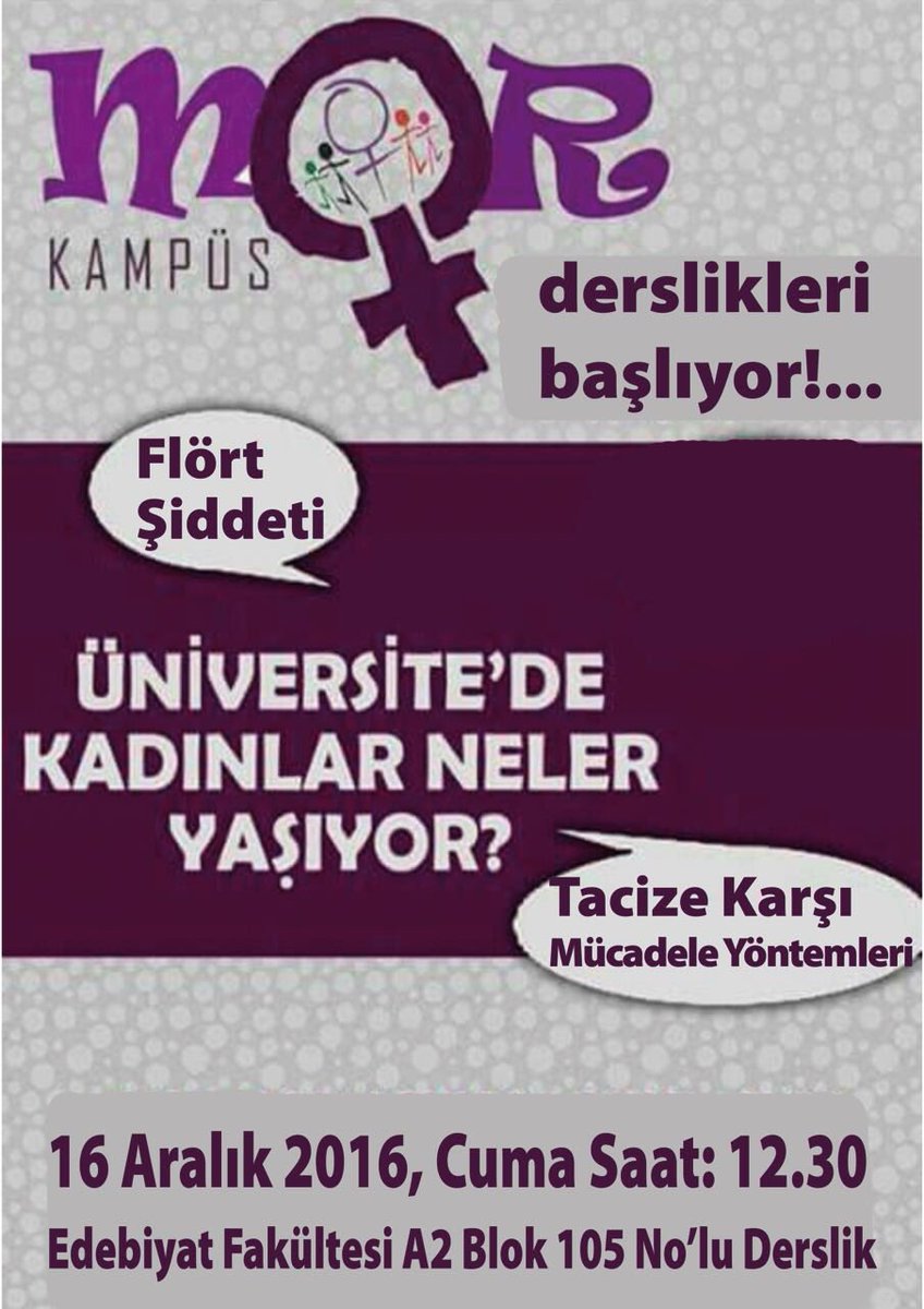 Mersin Üniversitesi'nde Mor Kampüs Derslikleri başladı.
İlk konumuz olan "Flört Şiddeti"ni polisin takip ve tacizine rağmen gerçekleştirdik!