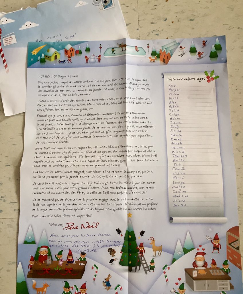 JLTeach1's tweet photo. On a reçu une lettre du Père Noël! 🎅🏼 on est tout sur la liste des enfants sages!!!!! We got a letter from Santa, we're all on the nice list https://t.co/8B8uu8paZN