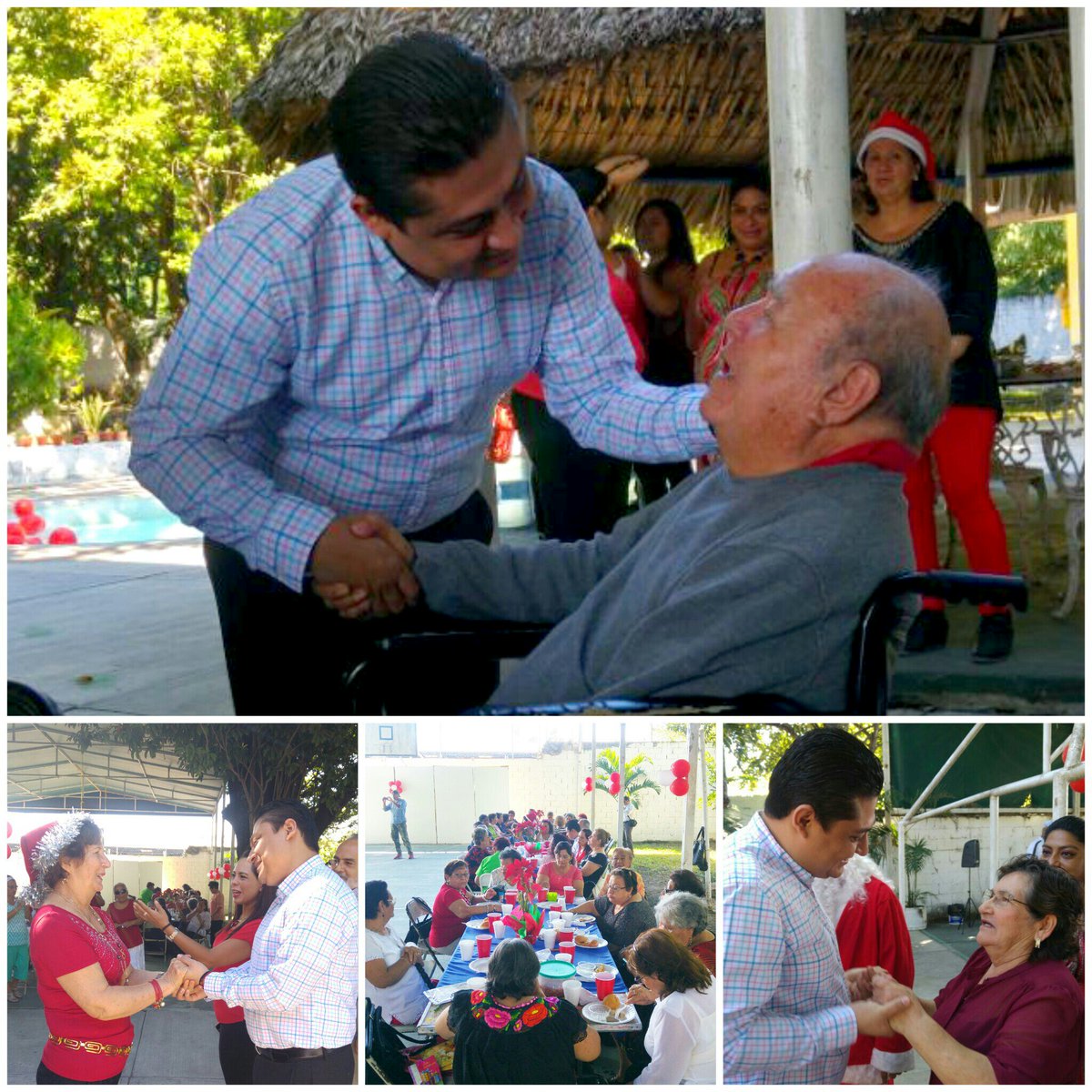 El Dir Gral del #ISSTECH Eduardo Thomas visitó la Casa Geriátrica de Tuxtla Gtz, donde convivió con las y los abuelitos #MVC @VelascoM_