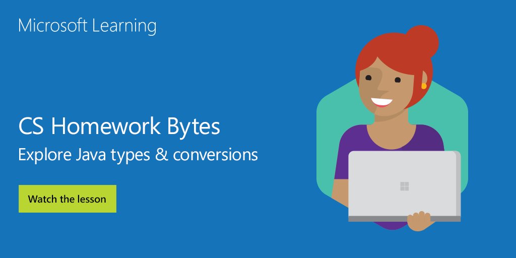 MicrosoftLearn's tweet image. Need #javahomework help? Learn from Kristin as she teaches #typeconversions and other #Java tips. Press play: msft.it/60138Kh77