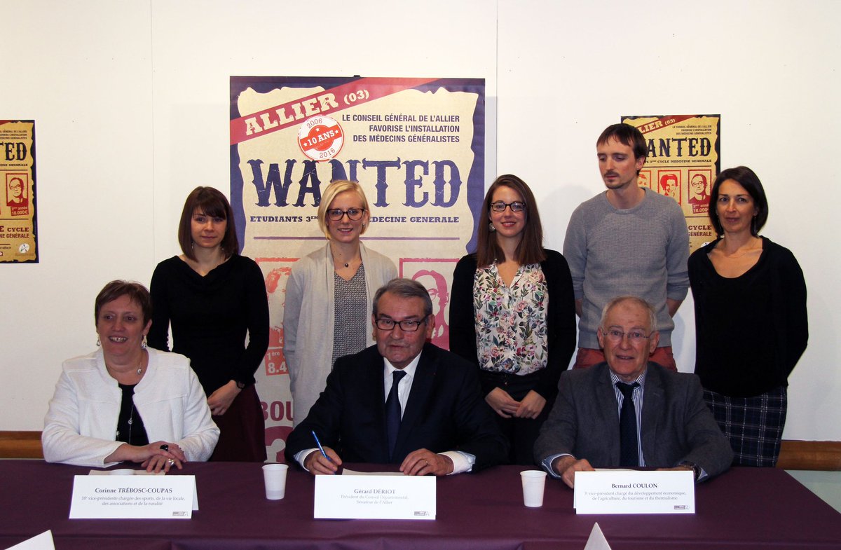 #Wanted - signature de 5 nouveaux contrats avec des #médecins. #Allierdpt lutte contre la désertification médicale
bit.ly/WantedAllier