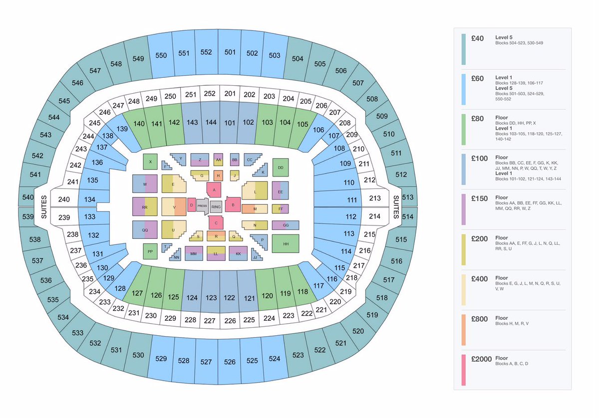 MatchroomBoxing's tweet photo. Seat map and price banding for #JoshuaKlitschko

🎟 Fight Pass - Monday 12pm
🎟 Coach Packages - Monday 12pm
🎟 General Sale - Tuesday 12pm https://t.co/EN93AQbAYl