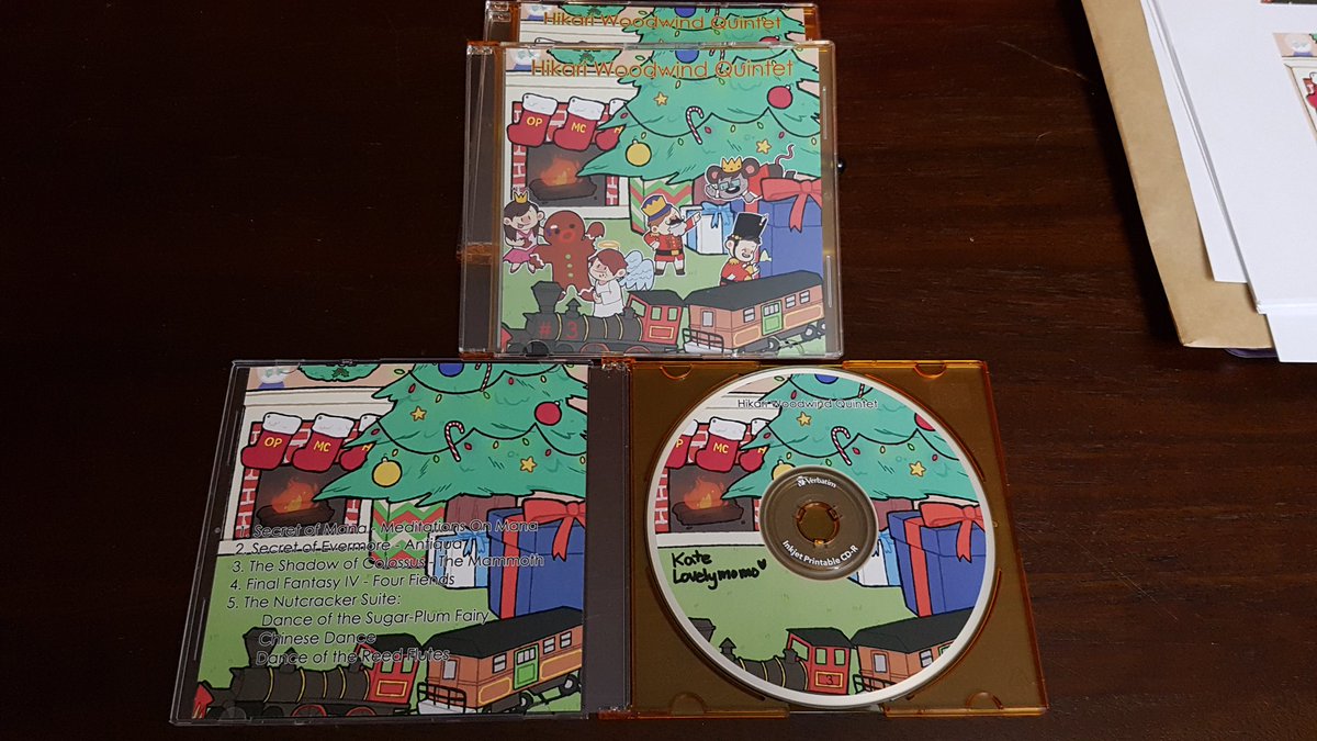katelovelymomo's tweet photo. Hikari WWQ 's official CD #3 is ready to be signed! @carrie_JAD @MulldoonWong @FlutePaul @nick_horn_storm ⛄⛄👍👌👌 https://t.co/rBnAjZJWOv
