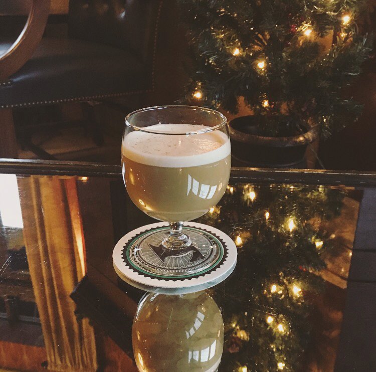 New to the house cocktail menu, the Shoofly Flip is a creamy blend of Madeira and buttered cognac with house-made coffee-pecan bitters.